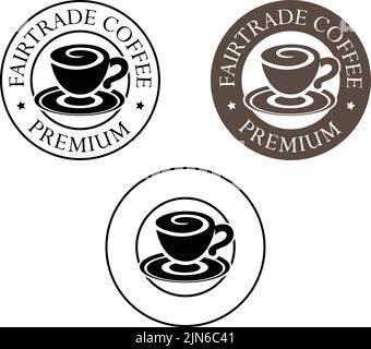 Round Swirly Coffee Cup Icon isolated on a White Background Stock Vector