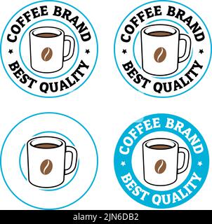 Round Coffee Mug with Coffee Bean Icons isolated on a White Background Stock Vector