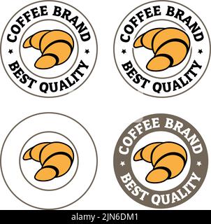 Round Croissant Icon with Text isolated on a White Background Stock Vector