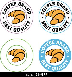 Round Croissant Icon with Text isolated on a White Background Stock Vector