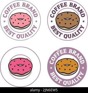 Round Doughnut or Donut Icon with Text isolated on a White Background Stock Vector