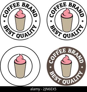 Iced Coffee Icon with Text isolated on a White Background Stock Vector