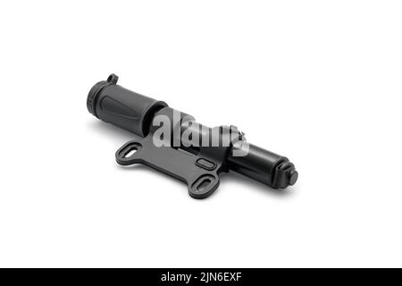 Compact bike pump. Close-up. Isolated on white background. Stock Photo