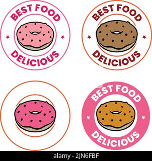 Round Doughnut or Donut Icon with Text isolated on a White Background Stock Vector