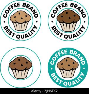 Round Muffin Icon with Text isolated on a White Background Stock Vector