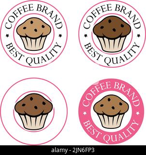 Round Muffin Icon with Text isolated on a White Background Stock Vector