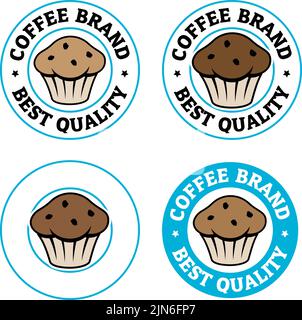 Round Muffin Icon with Text isolated on a White Background Stock Vector