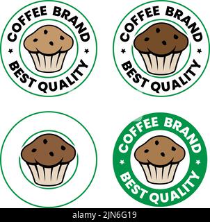 Round Muffin Icon with Text isolated on a White Background Stock Vector