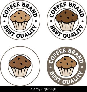Round Muffin Icon with Text isolated on a White Background Stock Vector