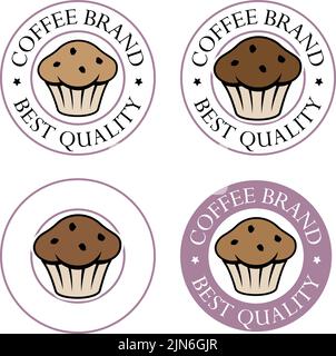 Round Muffin Icon with Text isolated on a White Background Stock Vector