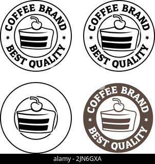 Round Cake and Cherry Icon with Text isolated on a White Background Stock Vector