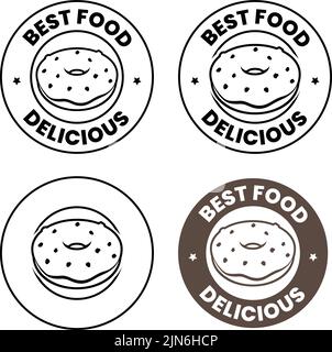 Round Doughnut or Donut Icon with Text isolated on a White Background Stock Vector