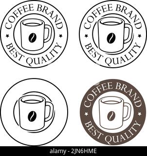 Round Coffee Mug with Coffee Bean Icons isolated on a White Background Stock Vector