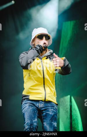 Stockholm, Sweden. 02nd, July 2022. The Swedish rapper A36 performs a live concert during the Swedish music festival Lollapalooza Stockholm 2022 in Stockholm. (Photo credit: Gonzales Photo - Tilman Jentzsch). Stock Photo