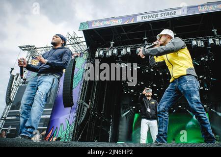 Stockholm, Sweden. 02nd, July 2022. The Swedish rapper A36 (R) performs a live concert during the Swedish music festival Lollapalooza Stockholm 2022 in Stockholm. (Photo credit: Gonzales Photo - Tilman Jentzsch). Stock Photo