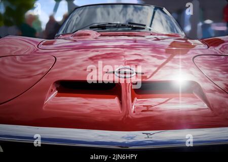Opel GT classic sports car from German production, front view of red painted car in Hanover, Germany, July 23, 2022 Stock Photo