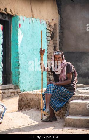 Leprosy patients survive on the fringes of society, forming their own communities in rural India. Stock Photo