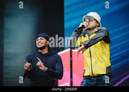 Stockholm, Sweden. 02nd, July 2022. The Swedish rapper A36 (R) performs a live concert during the Swedish music festival Lollapalooza Stockholm 2022 in Stockholm. (Photo credit: Gonzales Photo - Tilman Jentzsch). Stock Photo