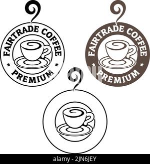 Round Swirly Coffee Cup Icon isolated on a White Background Stock Vector
