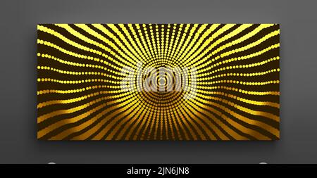 Radial dotted lines on black background. Modern luxure design. Vector illustration. Stock Vector