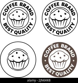 Round Muffin Icon with Text isolated on a White Background Stock Vector