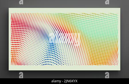 Halftone gradient background. Vibrant trendy texture, with blending colors. Cover design template. 3d network design with particles. Can be used for a Stock Vector