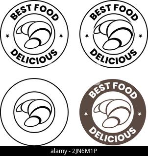 Round Croissant Icon with Text isolated on a White Background Stock Vector