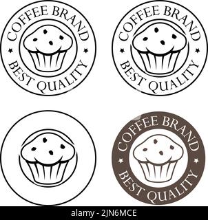 Round Muffin Icon with Text isolated on a White Background Stock Vector
