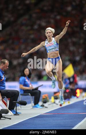 Paraskevi Papachristou participating in the Triple Jump at the European Athletics Championships in Berlin 2018. Stock Photo