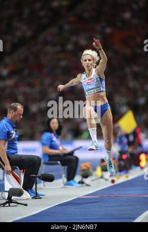 Paraskevi Papachristou participating in the Triple Jump at the European Athletics Championships in Berlin 2018. Stock Photo