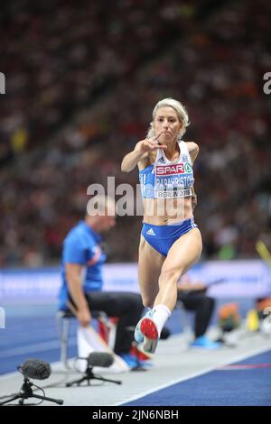 Paraskevi Papachristou participating in the Triple Jump at the European Athletics Championships in Berlin 2018. Stock Photo