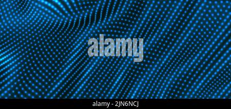 Abstract science or technology background. Graphic design. Network illustration with particle. 3D grid surface. Stock Vector