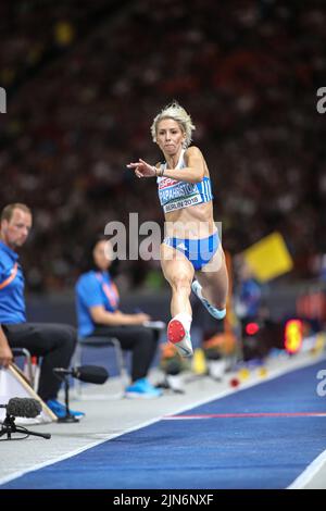 Paraskevi Papachristou participating in the Triple Jump at the European Athletics Championships in Berlin 2018. Stock Photo