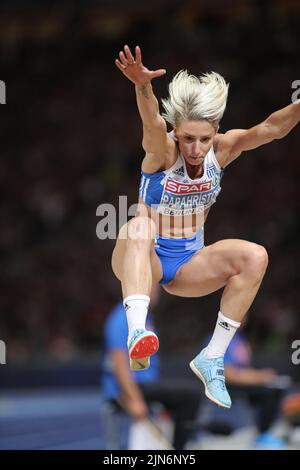 Paraskevi Papachristou participating in the Triple Jump at the European Athletics Championships in Berlin 2018. Stock Photo