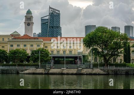 View of the landmark Asian Civilisations Museum along the Singapore River. Stock Photo