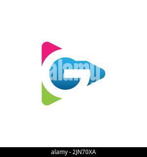 Colorful initial G letter digital media logo vector. Play button symbol with G letter in negative space style image vector Stock Vector