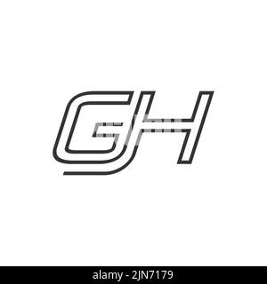 Initial GH lettering logo design vector. Creative line art logo with combination of letter G and H Stock Vector