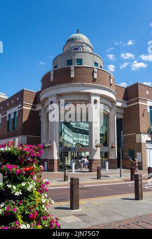 Entrance to atria Watford Shopping Centre, Watford High Street, Watford, Hertfordshire, England, United Kingdom Stock Photo