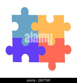 Autism symbol, icon in puzzle shape, colorful isolated on white background. Autism awareness, tolerance concept. Vector illustration Stock Vector