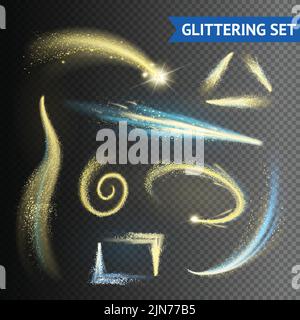 Gold sparkling glittering elements isolated on transparent background vector illustration Stock Vector
