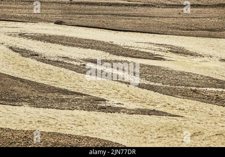 Braided river in Denali National Park Alaska - network of river channels also called aits or eyots sometimes formed of the unoff of glaciers Stock Photo