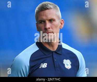 Cardiff, UK. 09th Aug, 2022. Steve Morison manager of Cardiff City in Cardiff, United Kingdom on 8/9/2022. (Photo by Mike Jones/News Images/Sipa USA) Credit: Sipa USA/Alamy Live News Stock Photo
