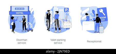 Hotel service isolated cartoon vector illustrations se Stock Vector