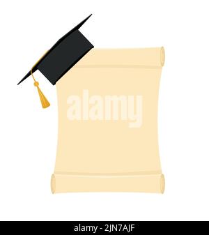 Vector illustration in the flat style. Academic graduation cap isolated on the background. EPS 10 Stock Vector