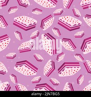 Purple square cake seamless pattern Stock Vector