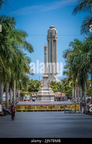 A vertical distant view of the Plaza de Espana, Tenerife, Spain Stock Photo