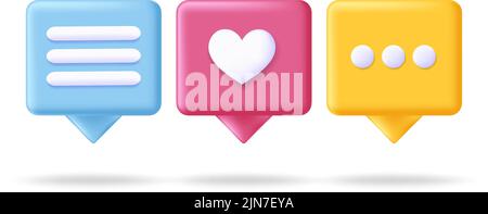 Speech bubble 3d icon message concept. Realistic speech bubble with dots for chat. Vector illustration message box Stock Vector