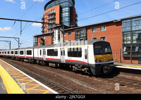 Greater Anglia train from Liverpool Street arriving at Chelmsford Station, Essex, England, UK Stock Photo