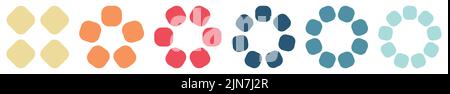 Small squares with round edges forming circle, version with four to nine objects. Can be used as infographics element Stock Vector