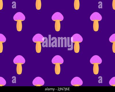 Mushrooms seamless pattern. Mushrooms on a purple background. Design for posters, wrapping paper and promotional items. Vector illustration Stock Vector